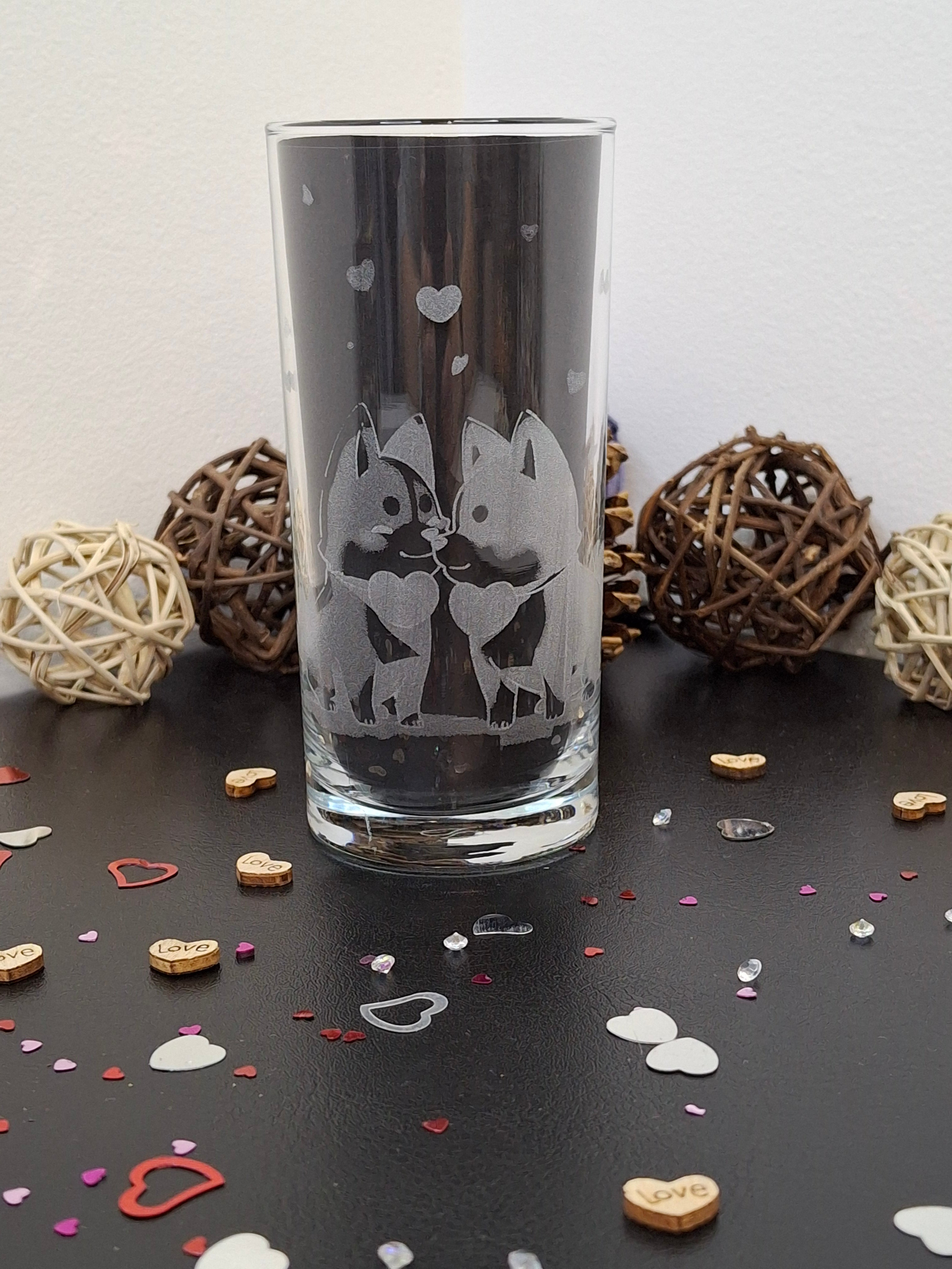 Verre chiens amoureux