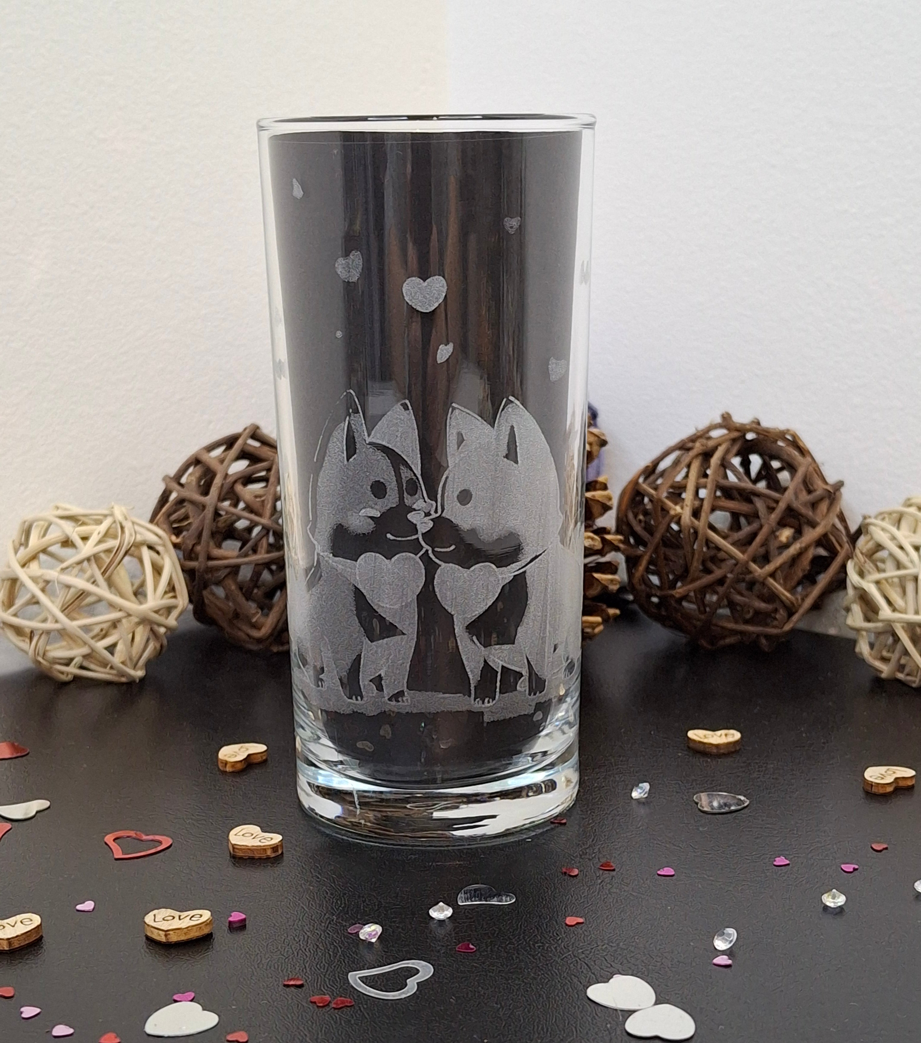 Verre chiens amoureux