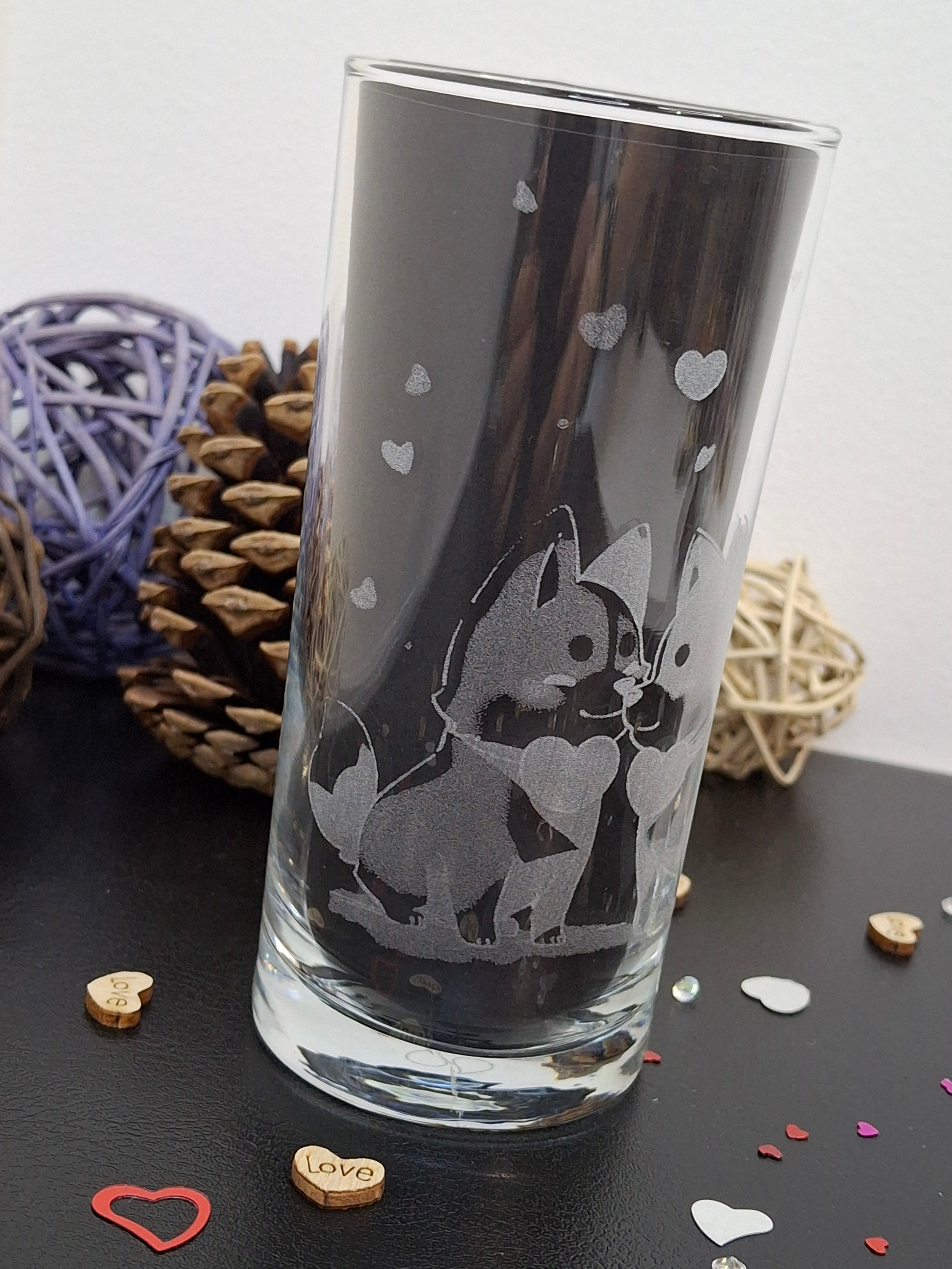 Verre chiens amoureux