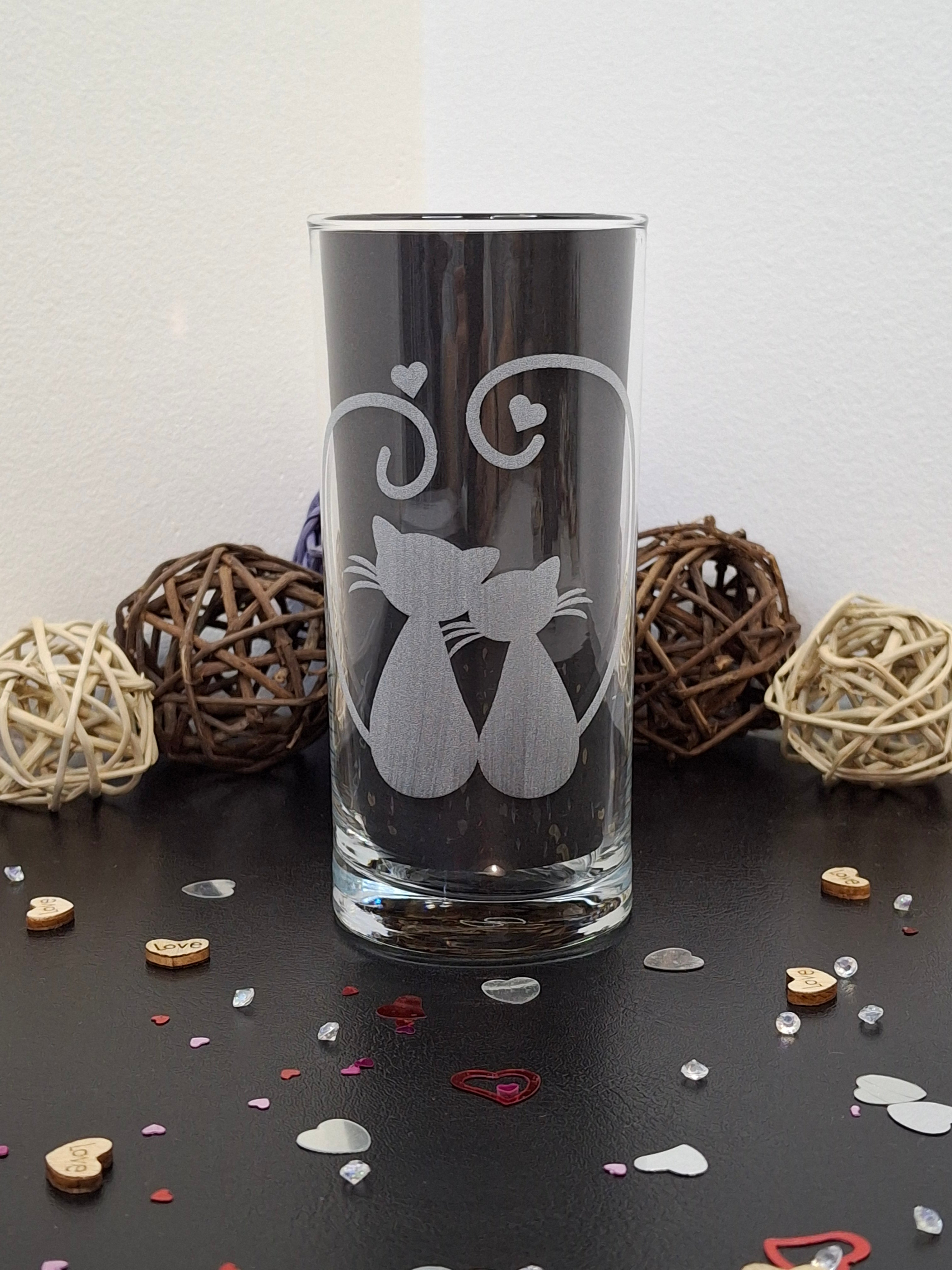 Verre chats amoureux