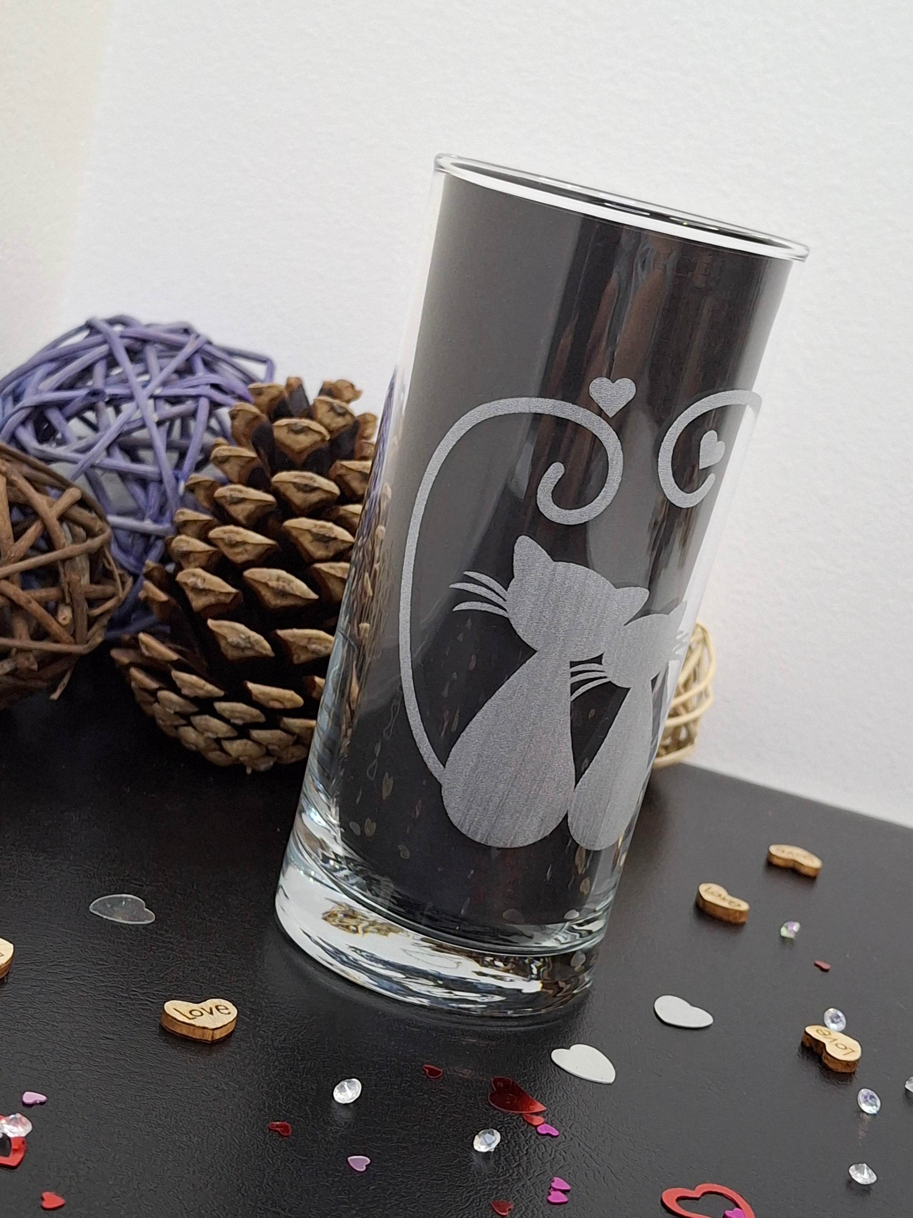 Verre chats amoureux