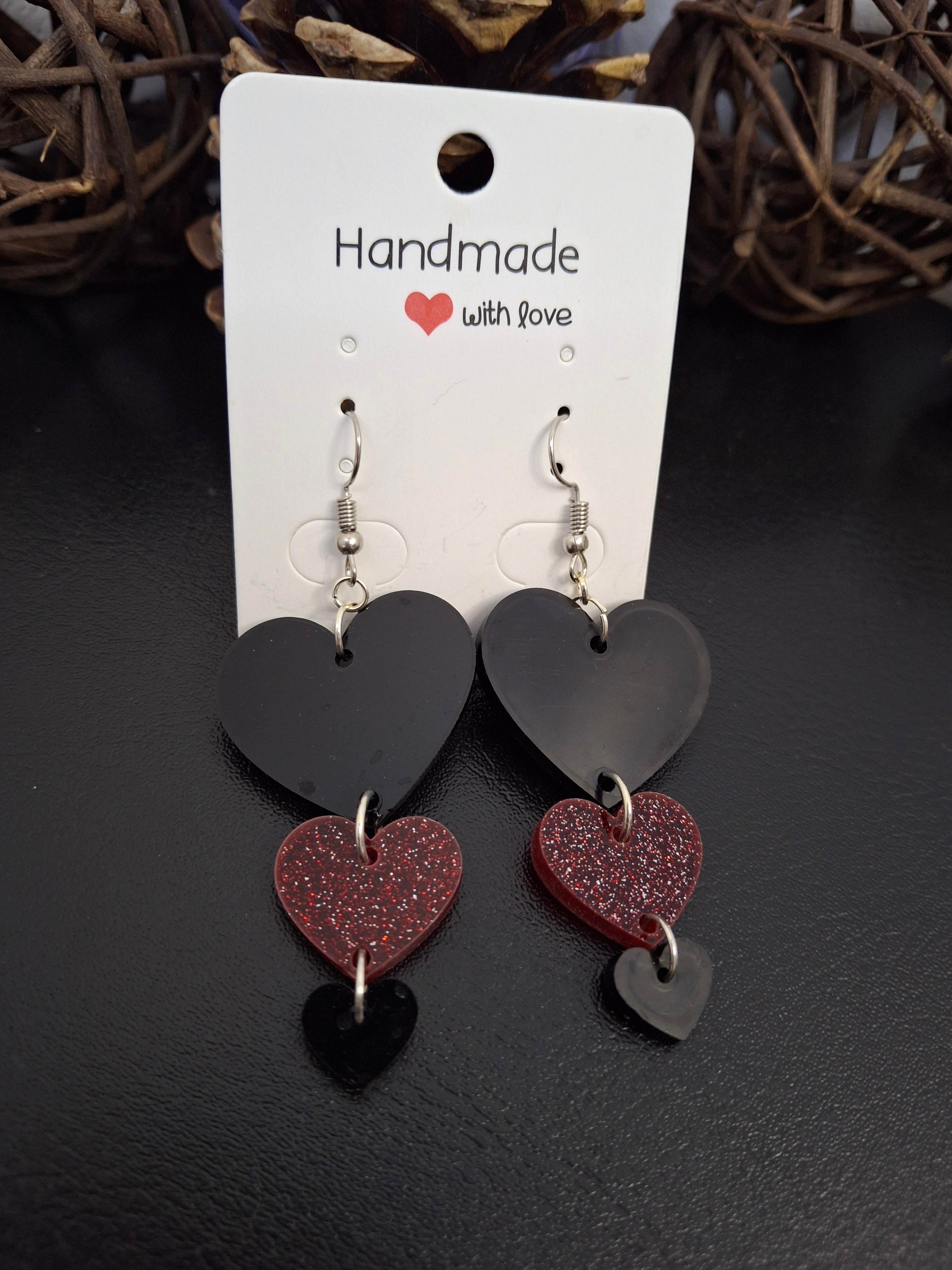 Boucles d'oreilles trio de cœurs