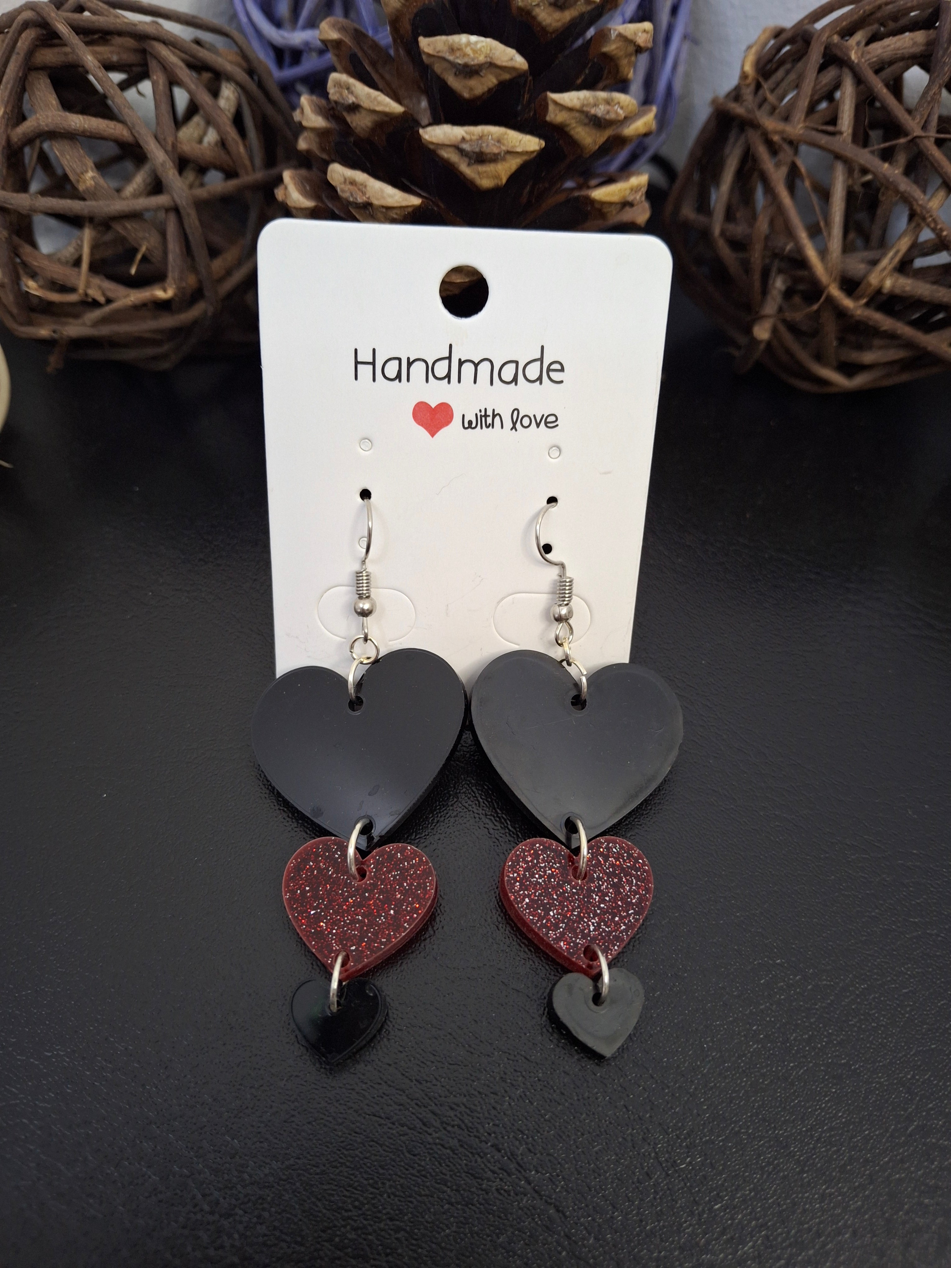 Boucles d'oreilles trio de cœurs