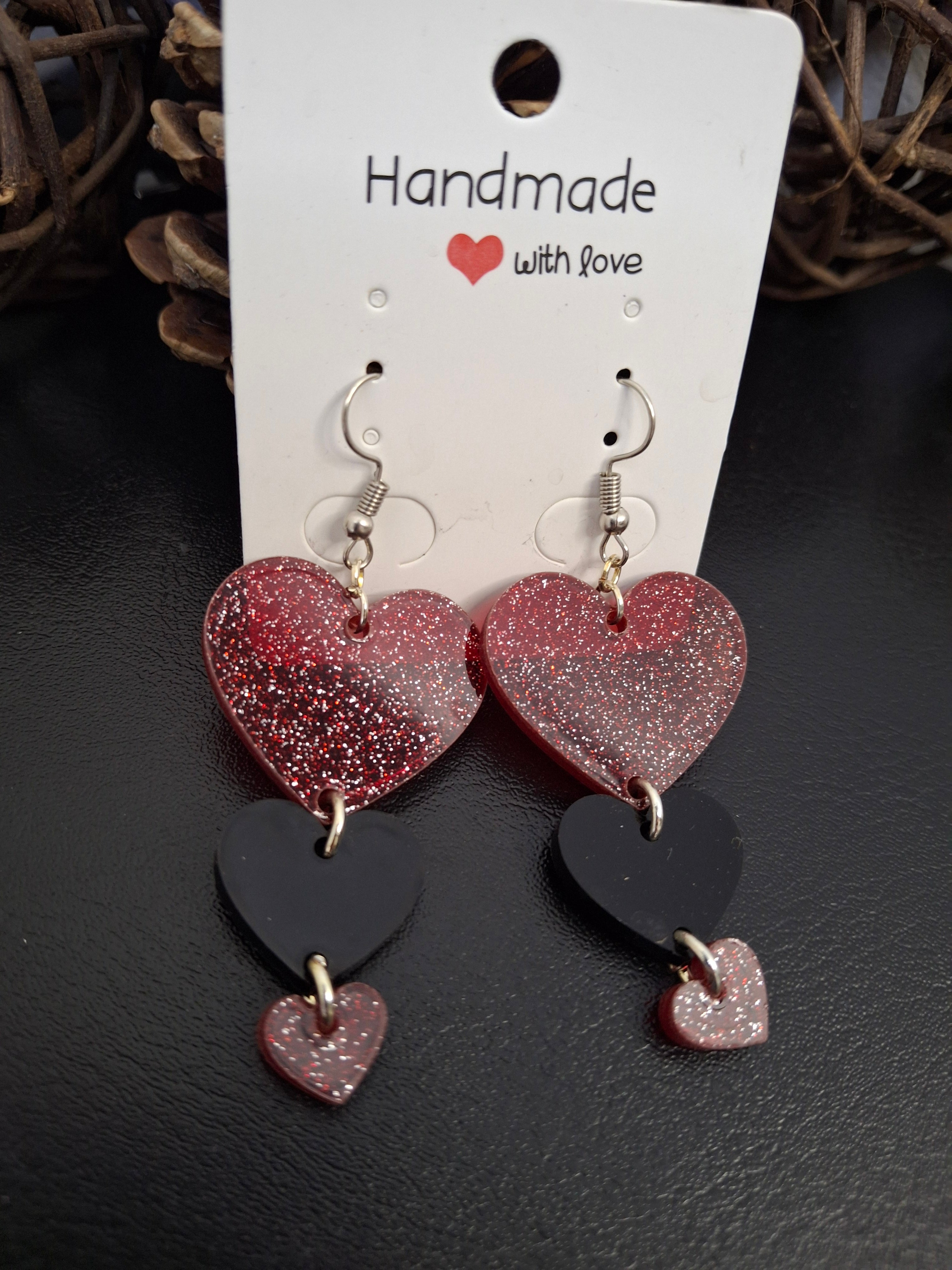 Boucles d'oreilles trio de cœurs