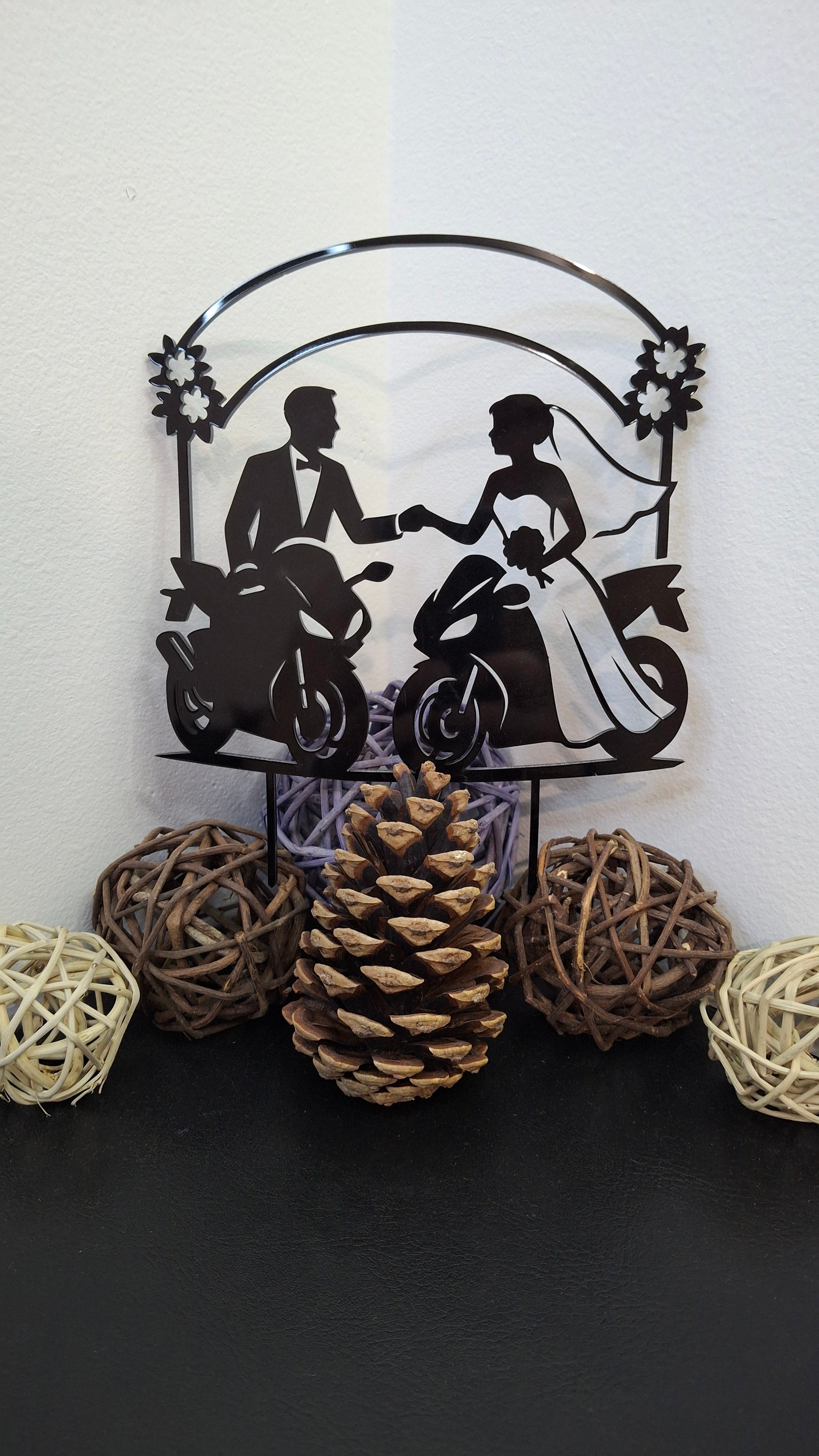 Cake topper "les mariés motards"