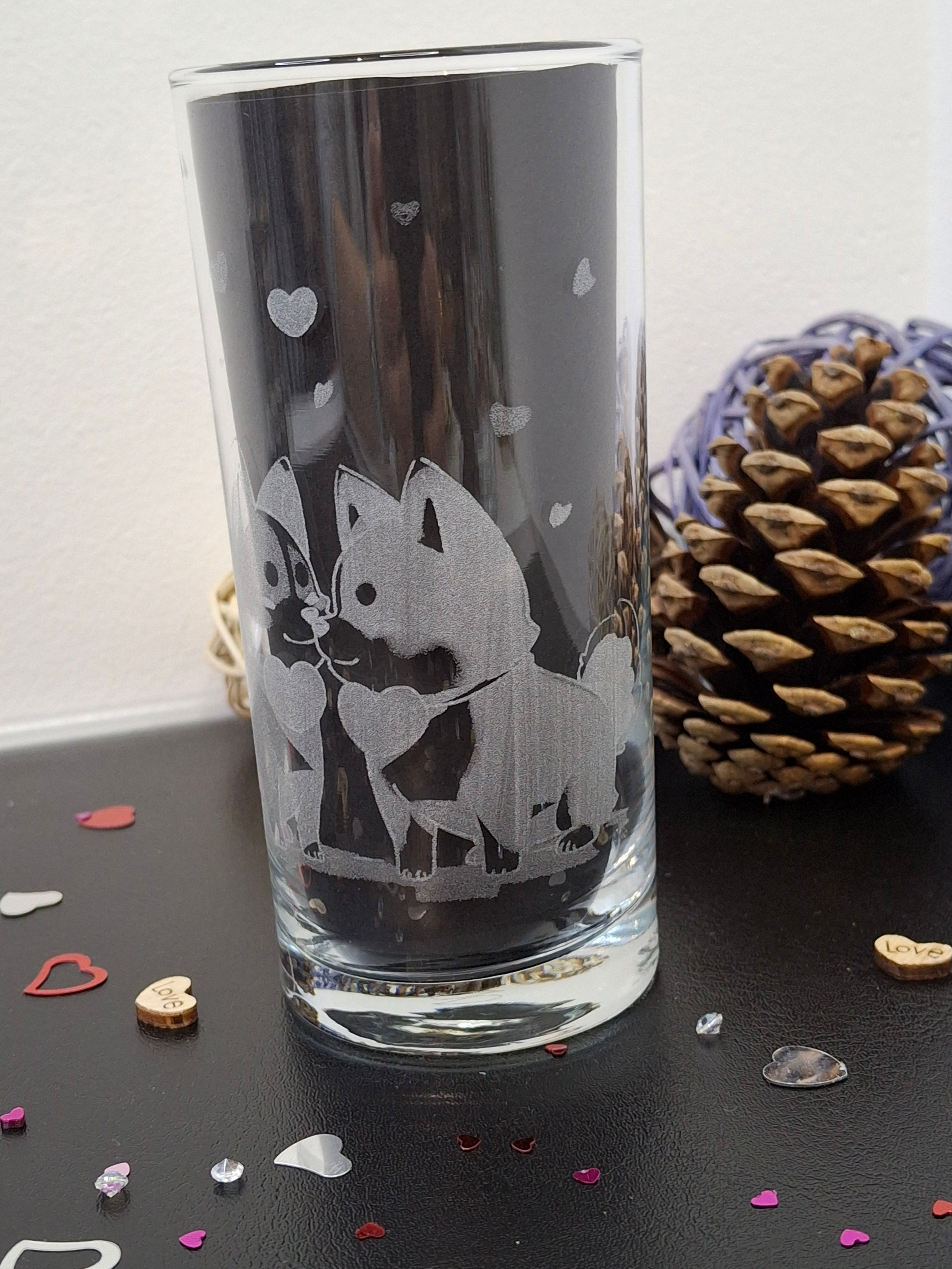 Verre chiens amoureux